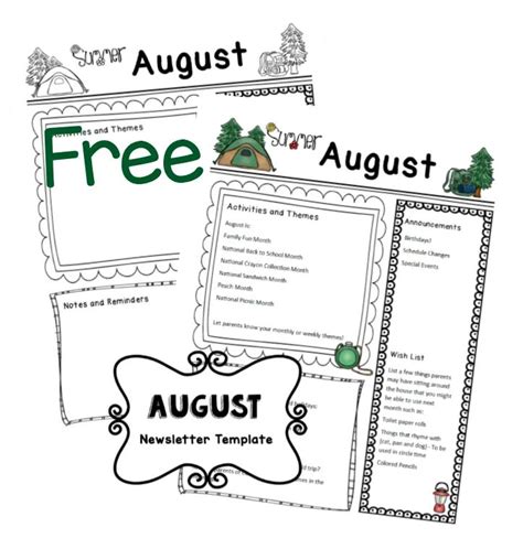 Free August Newsletter Template Preschool Newsletter Templates
