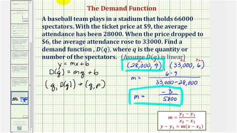 There should be two lines, one for the supply curve and one for the demand curve, both of which represent different quantities at a particular price. Ex: Determine a Linear Demand Function - YouTube