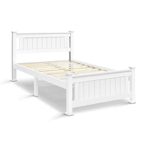 King Single Wooden Bed Frame White Ozfurniture