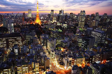 Vista Nocturna De Tokio Con La Torre De Tokio Japan Torre De Tokio