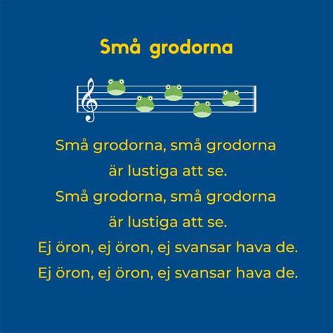 00:05 små grodorna 01:34 klappa händerna 03:07 huvud. Små grodorna - Take me to Sweden