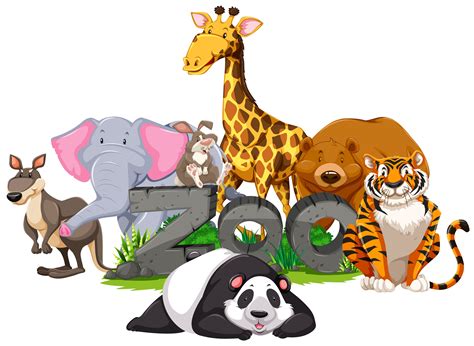 Wild Animals Around The Zoo Sign 292606 Vector Art At Vecteezy