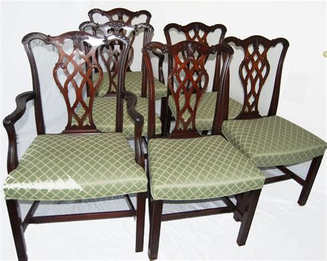 Set Of Six English Chippendale Style Mahogany Antique Dining Chairs C