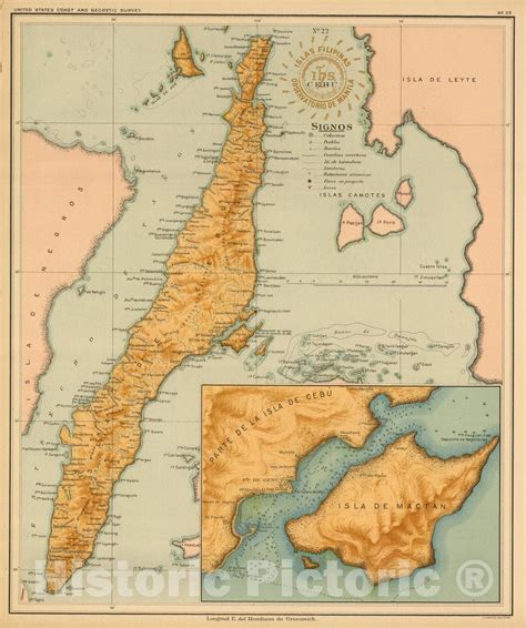 Historic Map National Atlas 1899 No 22 Cebu Vintage Wall Art