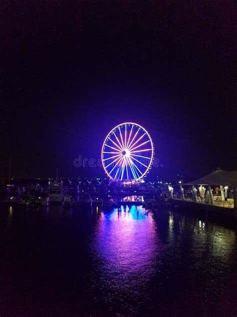 Night Ferris Wheel National Harbor Maryland Stock Photo Image Of