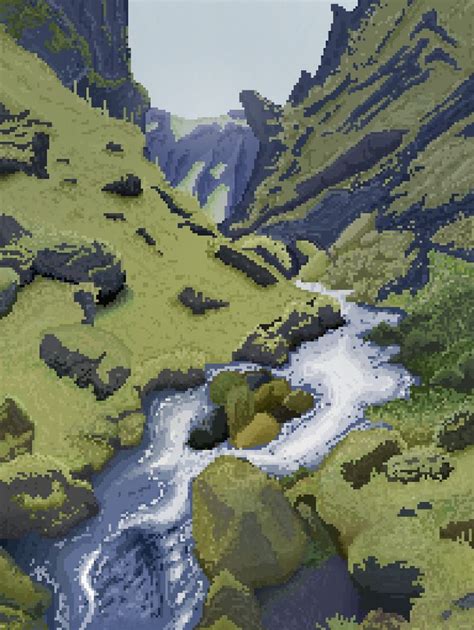 River Pixel Art In 2023 Pixel Art Landscape Cool Pixel Art Pixel Art