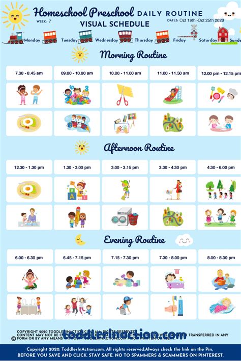 Home School Preschool Schedule Daily Routines Printable