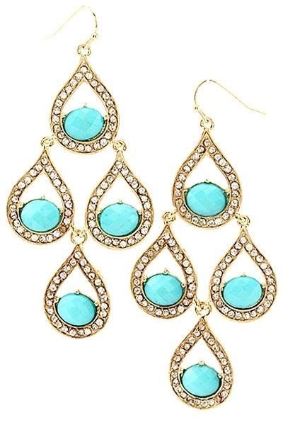 Turquoise Jewel Chandelier Earrings