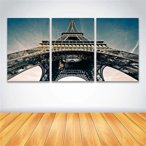 3 Panel Set Canvas Art Prints Eiffel Tower Cityscape Painting Modern
