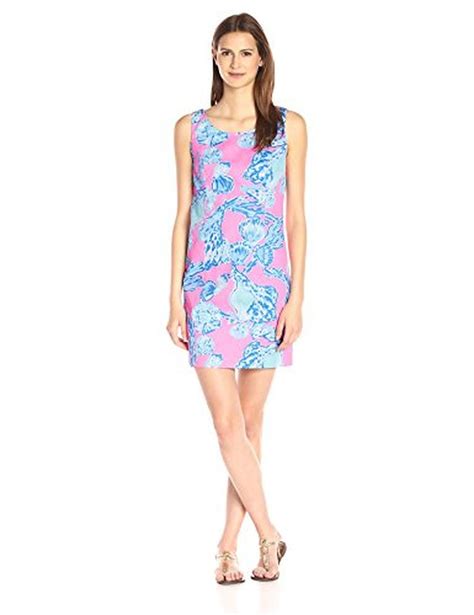 Lilly Pulitzer Womens Cathy Shift Dress Natural Pink Pout Barefoot