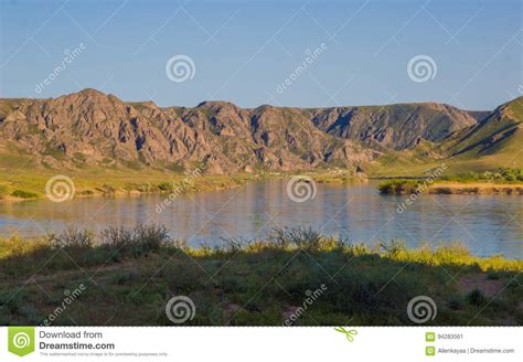 Ili River Kazakhstan Steppe Landscape In Spring Stock Image Image