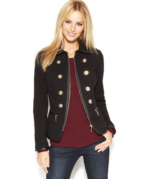 inc international concepts faux leather trim military jacket jackets and blazers women macy