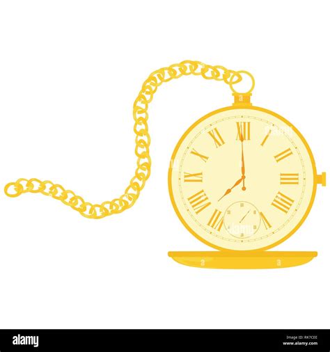 Golden Pocket Watch With Chain Vintage Pocket Clock With Roman