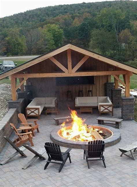 Covered Outdoor Patio With Fire Pit Backyard Patio Designs Modern