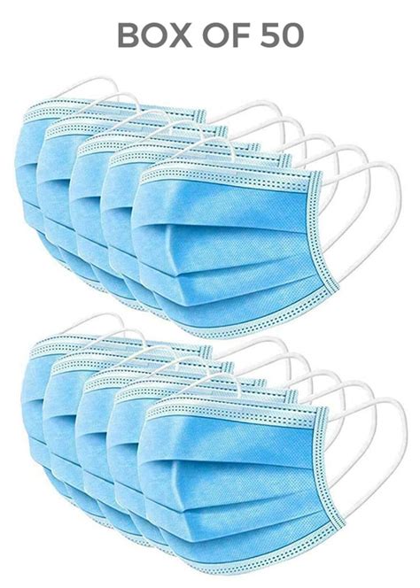 Disposable 3 Ply Face Mask Box Of 50 Face Mask Church Safety