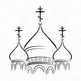 Cathedral Clipart Orthodox Domes Outline Russian Church Crosses Vector Orthodoxy Clip Temple Version Onion Illustration Clipground Paul Depositphotos Club Dome sketch template