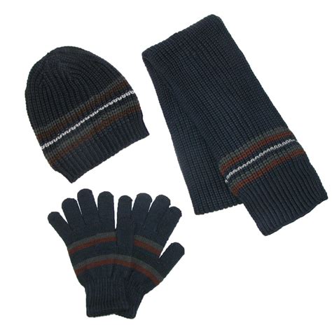 Mens Knit Hat Gloves And Scarf Winter Set By Ctm Scarves And Sets