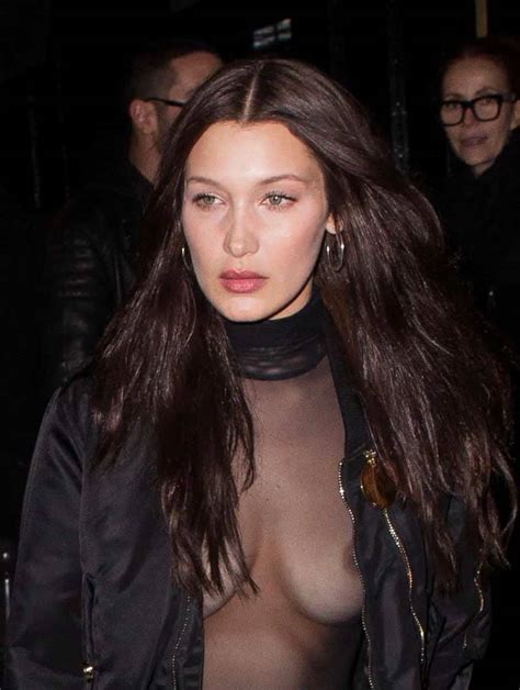 Bella Hadid Nip Slip In A Sheer Top In Paris