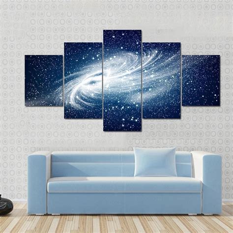 Glowing Spiral Galaxy Against Black Space Canvas Wall Art In 2020
