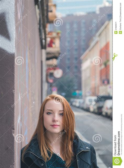 Beautiful Girl Posing In The City Streets Stock Image Image Of