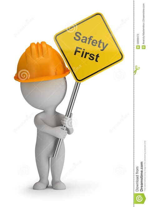 3d Small People Safety First Stock Illustration Image 56898473