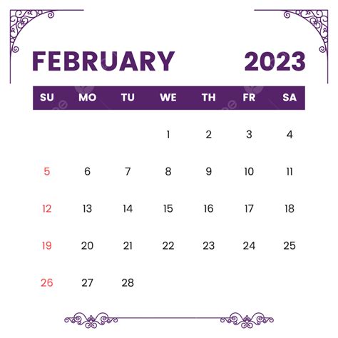 فبراير تصميم التقويم الشهري 2023 خلفية شفافة تقويم شهري 2023 Kalender