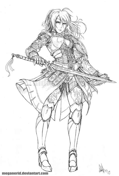Female Warrior Fate Lineart Warrior Drawing Anime Warrior Girl