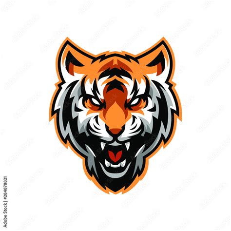Angry Tiger Mascot Isolated Vector Logo Illustration Stock Vector