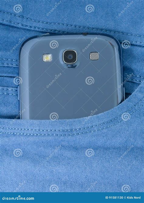 The Smartphone Is In The Pocket Of My Jeans Stock Photo Image Of