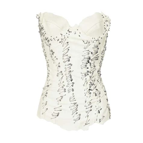 9500 Balmain Pin Embellished White Leather Bustier At 1stdibs