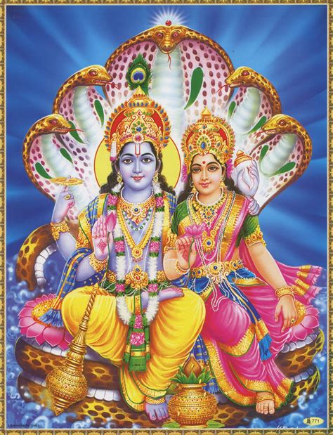 Vishnu And Lakshmi Antique Style Indian Hindu Poster Print Etsy Norway