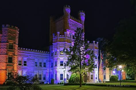 Eiu Eastern Illinois University Old Main Blue And Orange Lighting