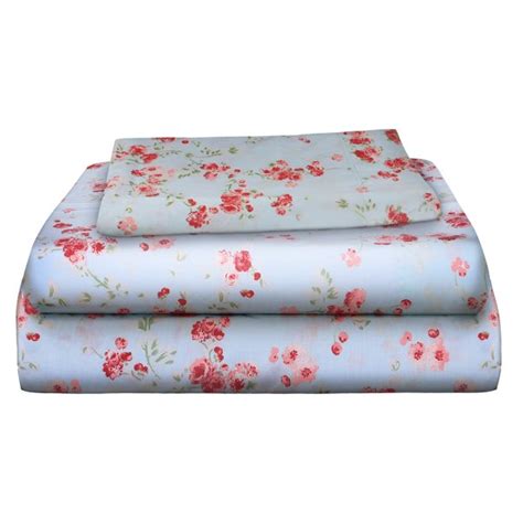 Renauraa 144 Thread Count 100 Cotton Percale Floral Twin Bed Sheet Set
