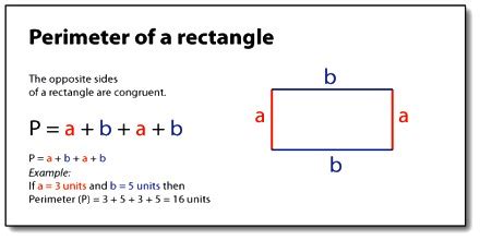 Well, the formula for perimeter is simply 2 times length + 2 times width. How to Calculate the Perimeter of a Rectangle ...