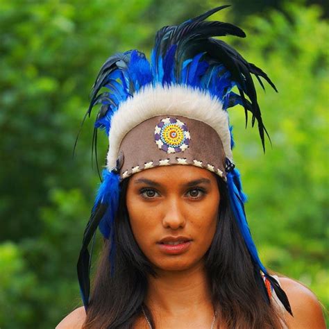 Royal Blue Feather Headdress Indian Headdress Novum Crafts