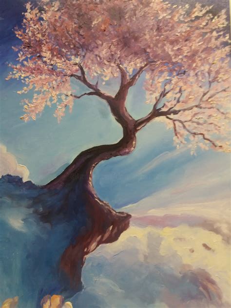 Cerisier Du Japon En Fleurs Peinture Par Clayre Paris Artmajeur