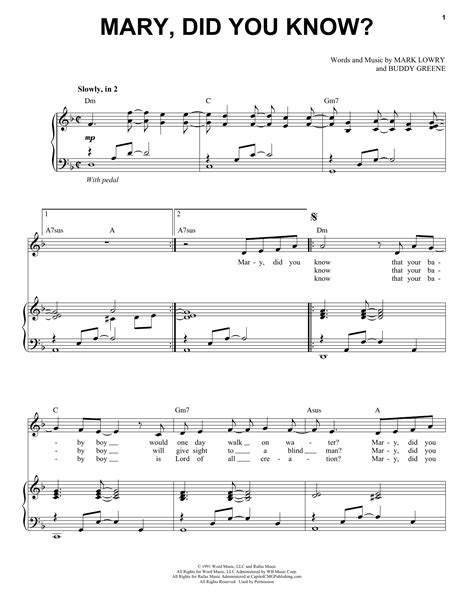 This could be used for an satb choir or for just casual singing but it may stray. Mary, Did You Know? Partitions | Mark Lowry | Piano et Chant