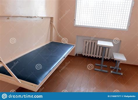 a folding bed in a punishment cell in a russian penal colony stock image image of system