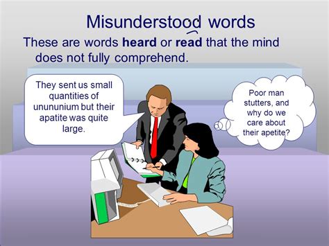 misunderstood words these are words heard or read that the mind does not fully comprehend poor