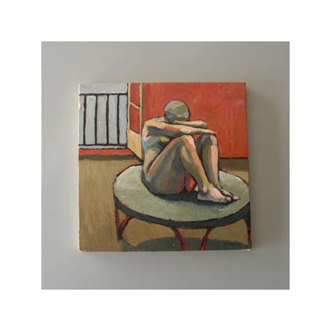 Tableau peinture huile Femme nue sur une table signé Terry EKASALA 90
