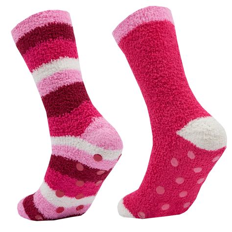 Womens Ladies Girls Fluffy Cosy Bed Socks Soft Warm Fleece Brushed Gripper Sole Ebay