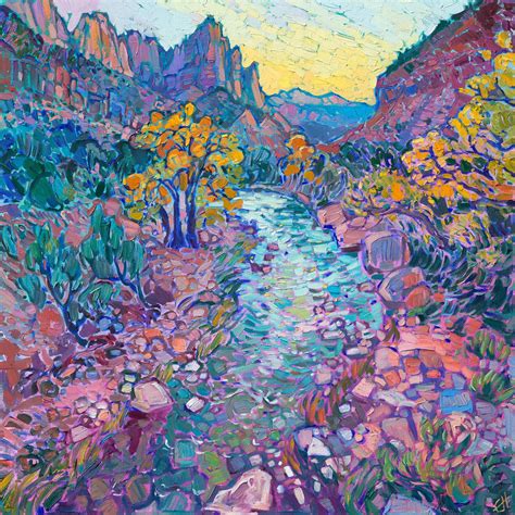 The View From The Bridge In Zion Overlooking The River And The