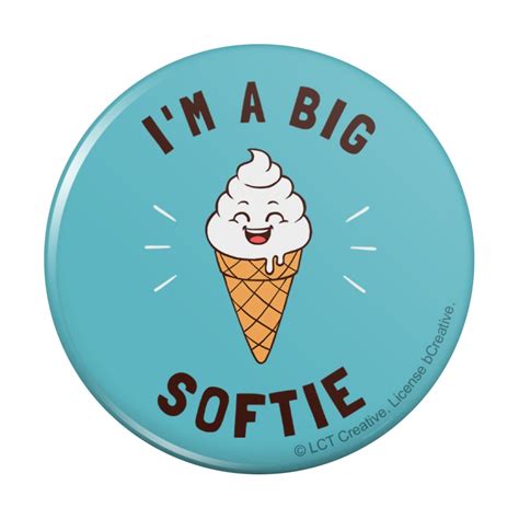 Im A Big Softie Soft Serve Ice Cream Cone Funny Humor Pinback Button