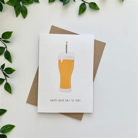 Happy Birthday Beer Card Birthday Card Beer Card Happy Etsy Uk