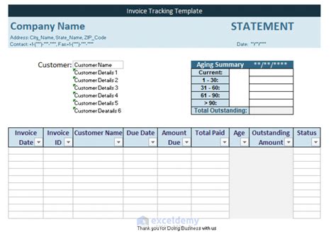 Excel Invoice Tracker Format And Usage ExcelDemy