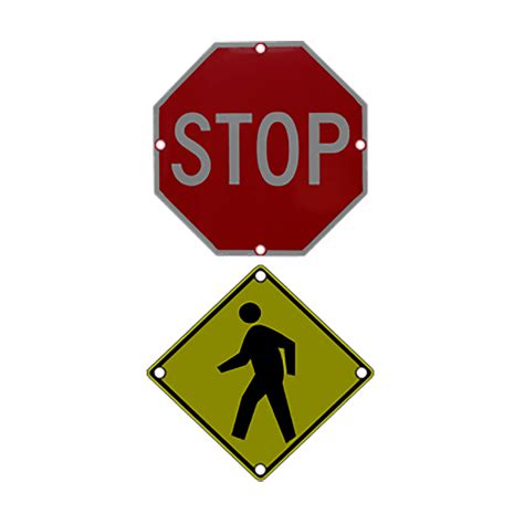 Ts40 Stop And Pedestrian Flashing Led Edge Lit Sign R1 1 And W11 2