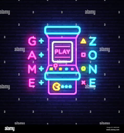 Game Zone Logo Vector Neon Game Room Neon Sign Board Design Template