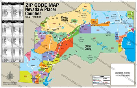 Nevada County And Placer County Zip Code Map Otto Maps