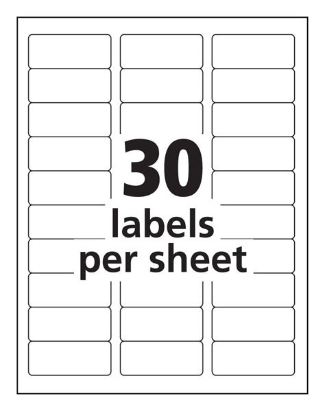 Label Template 30 Per Sheet Printable Label Templates