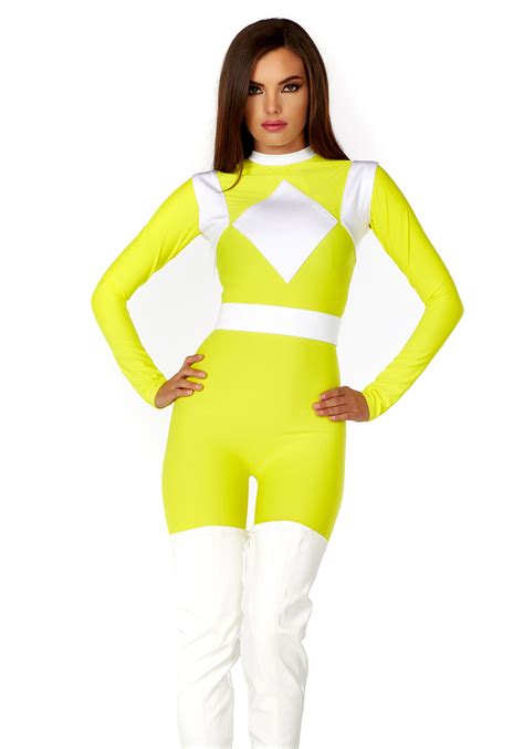 Womens Dominance Action Figure Yellow Catsuit Costume